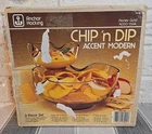 Vintage Accent Modern Honey Gold Anchor Hocking 3 Piece Chip & Dip Set
