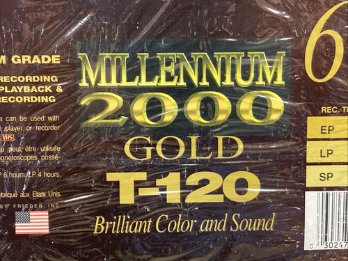 NEW Millennium 2000 GOLD T-120 Blank VHS Tape 6 Hours USA Sealed Recording EP - Picture 7 of 10