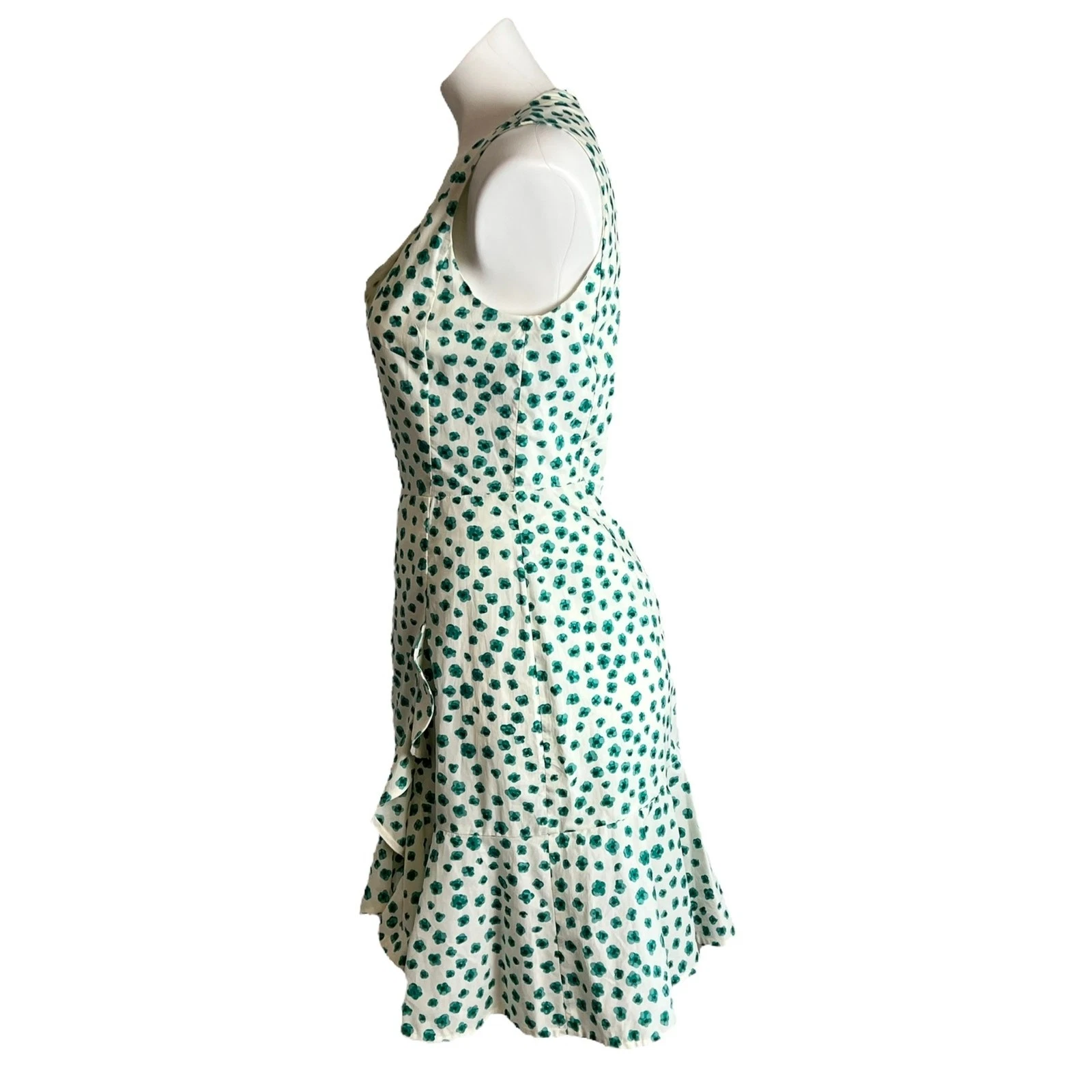 VETEMENTS REBECCA TAYLOR Mini Abito Classico Smeraldo Margherita Stampa Floreale Finto Avvolgente NUOVO