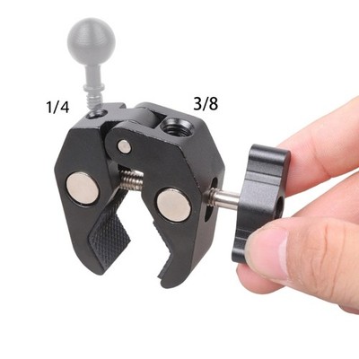 Two Thread Aluminum Crabs Clamp 50mm Adjustable Grip for Cameras Lights Tripods