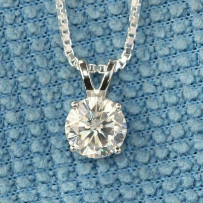3 Kt Brillant Rund Diamant Solitär Anhänger Weißgold-Finish Halskette 18" Kette - Bild 1 von 4