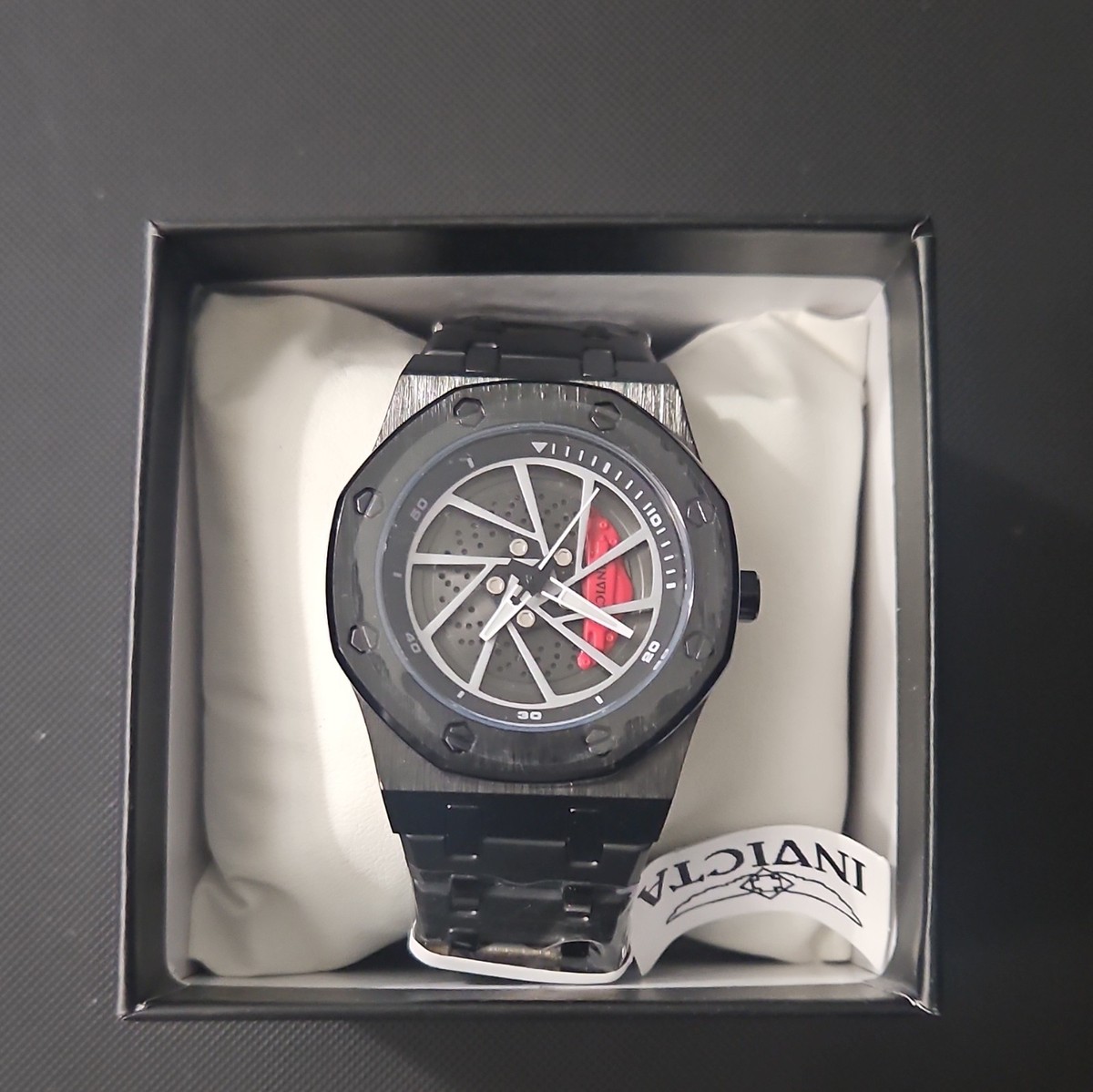 Invicta Speedway Rim Men's 42mm Quartz Black Metal Bracelet Watch