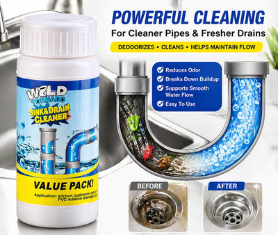 #ad Sink amp; Drain Cleaner Powder Deodorizer Pipe Unclog Kitchen Bathroom Home Office $10.95