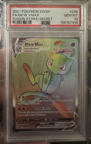 2021 POKEMON SWORD & SHIELD FUSION STRIKE SECRET #268 FULL ART/MEW VMAX PSA 10