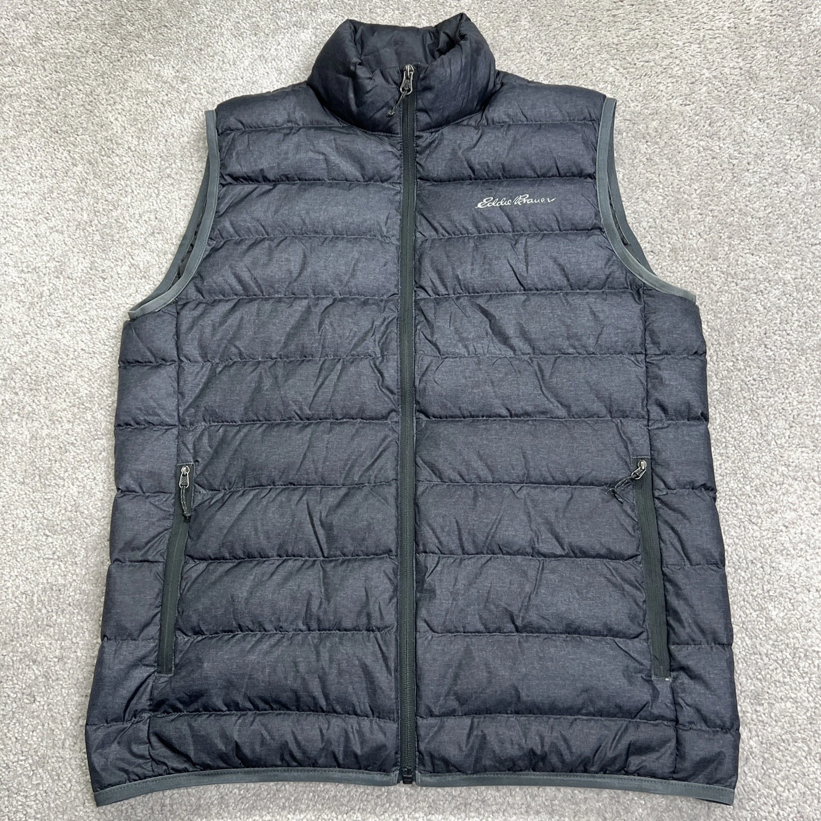 Eddie Bauer 650 Down Vest Mens Small Puffer Jacket Gray Hiking Outdoor EB650