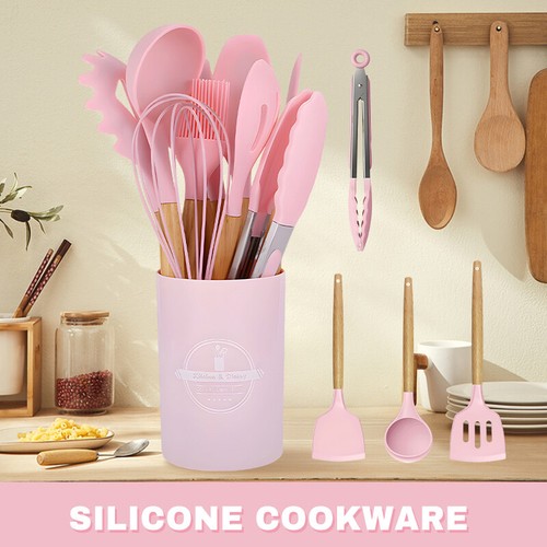 12PCS Chef Silicone Kitchen Utensil Set Heat Resistant Kitchen Gadgets w/ Holder