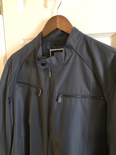 Apt. 9 Men’s Moto Jacket Size Large Gray Modern Fit Zip Up - Picture 8 of 13