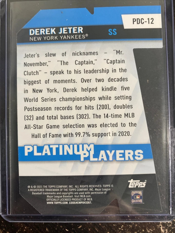 Derek Jeter 2021 Topps Series 1 Platinum Player Die Cut SP Yankees HOF PDC-12 - Image 2 of 2