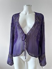 Joanna Hope Purple Embellished Smart Party Mesh Sequin Jacket Plus Size 18