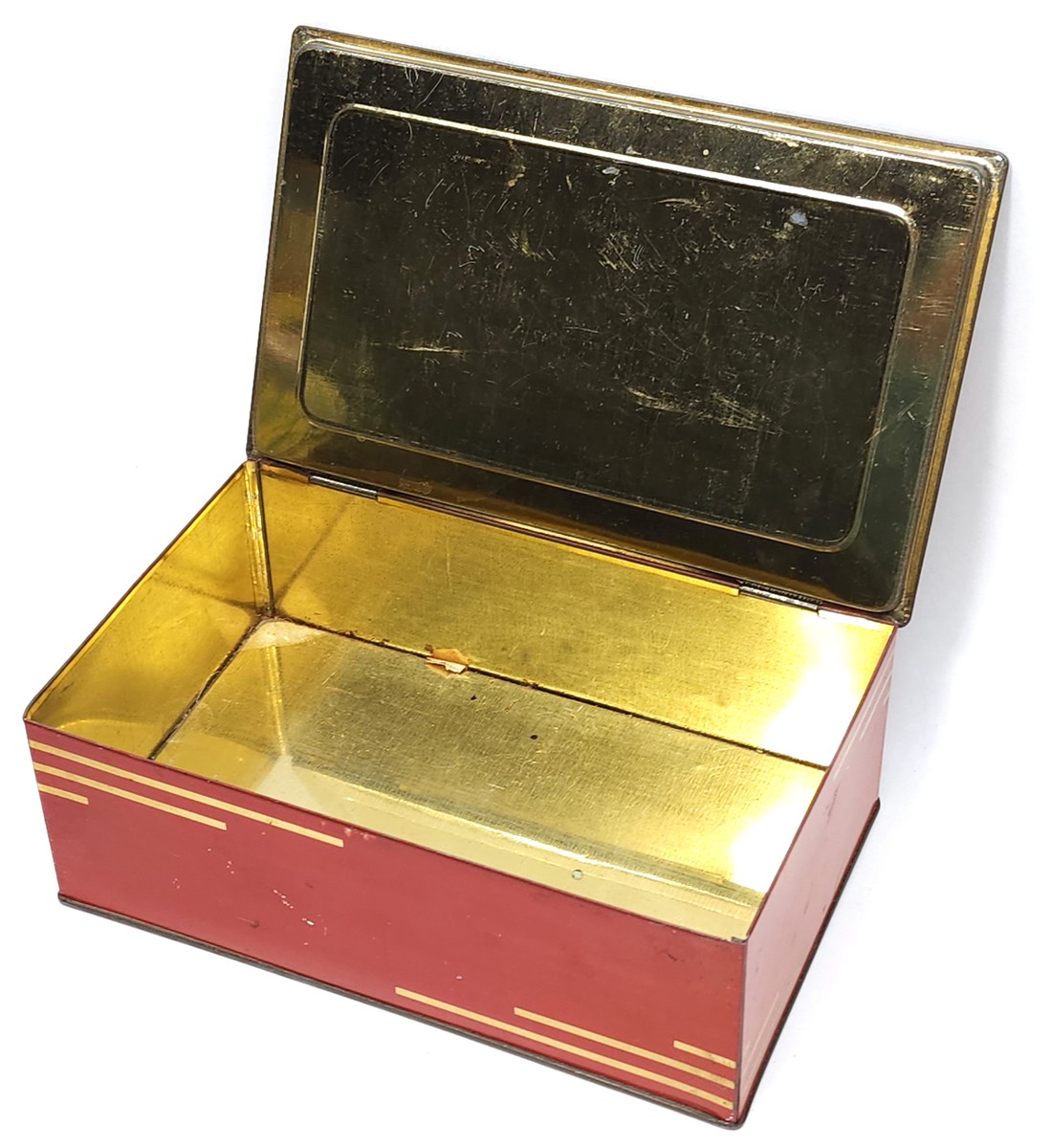 Vintage Schrafft's Crimson Chest Two Pound Metal Candy Advertising