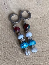 Owyhee Opal Nepal Stein Brekzi Türkis Creolen Ohrhänger Silber