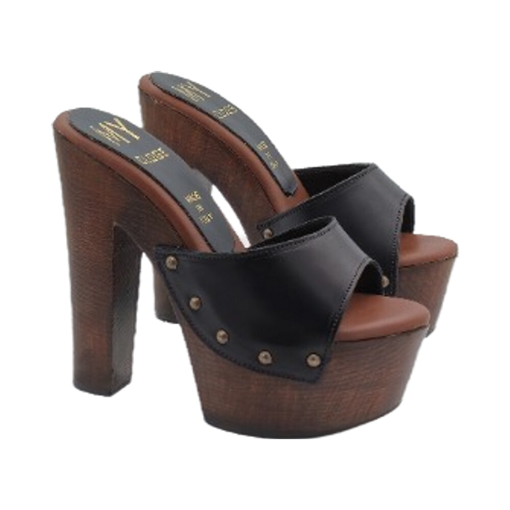 Women's Clogs with Block Heel 14cm Made in Italy MY3430 BLACK