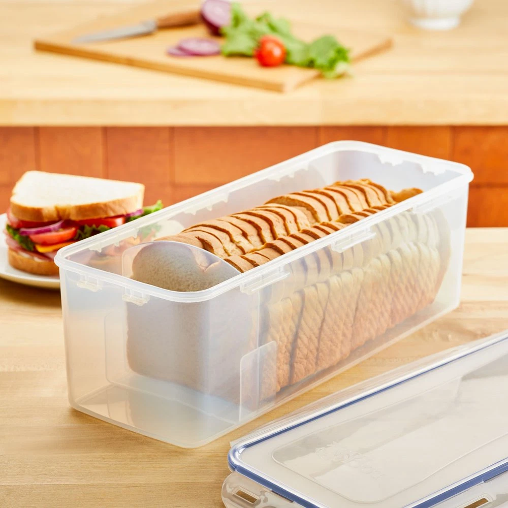 Pantry Bread Box with Divider Clear Food Storage Container