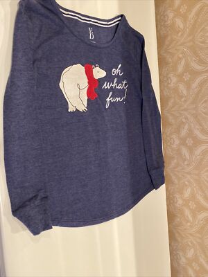 NEW EDgars Girl s Size 6-8 (M) Long Dleeve Christmas Polar Bear Shirt