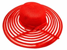 Stylish Red Ceremony Hat One Size Straw Hat Cocktail Women OK