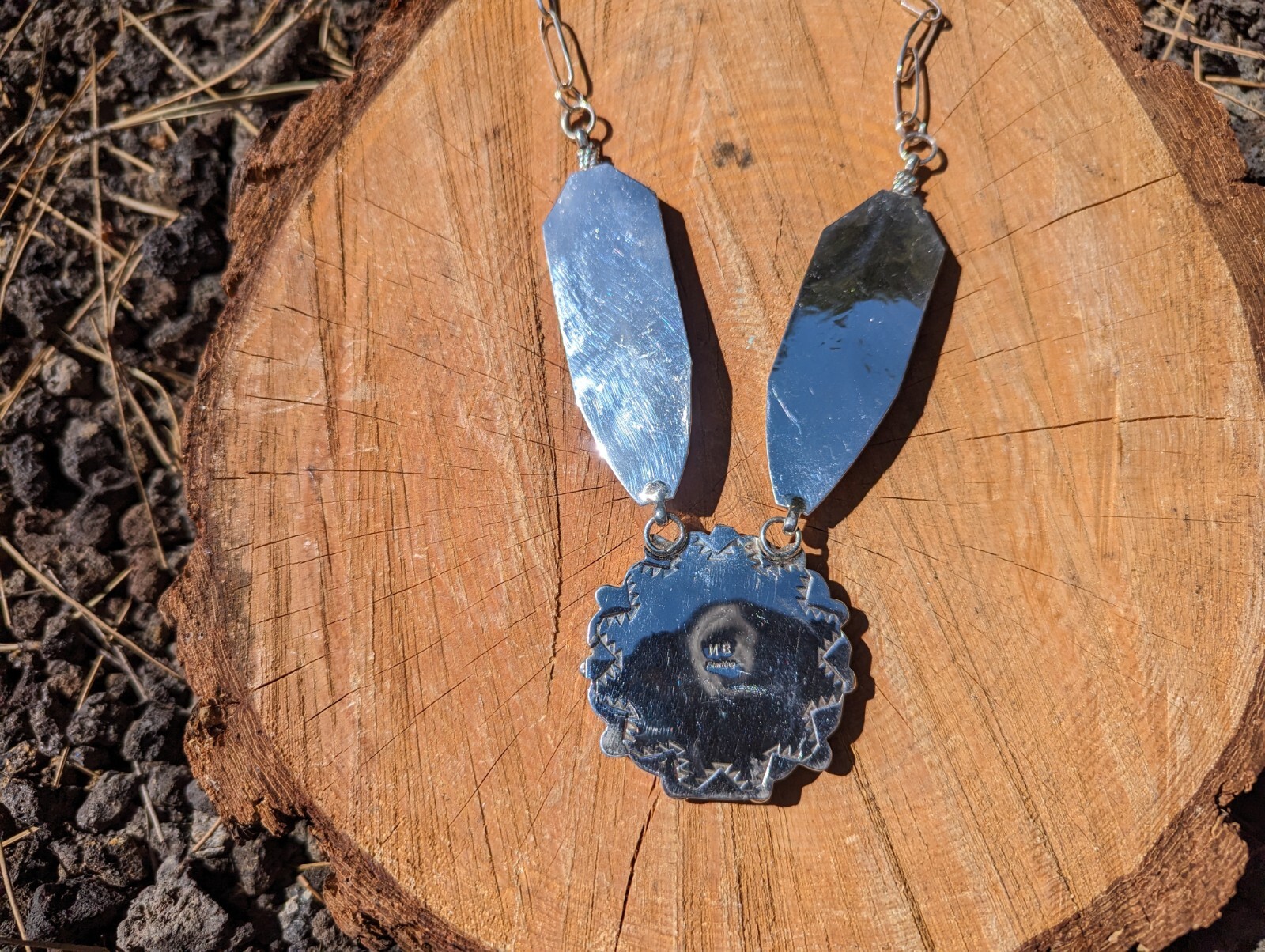 Native American Chain Necklace Handmade Cluster Turquoise Twin large