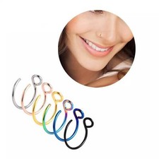 Adjustable Fashion Fake Septum Medical Titanium Nose Ring Body Clip Hoop For