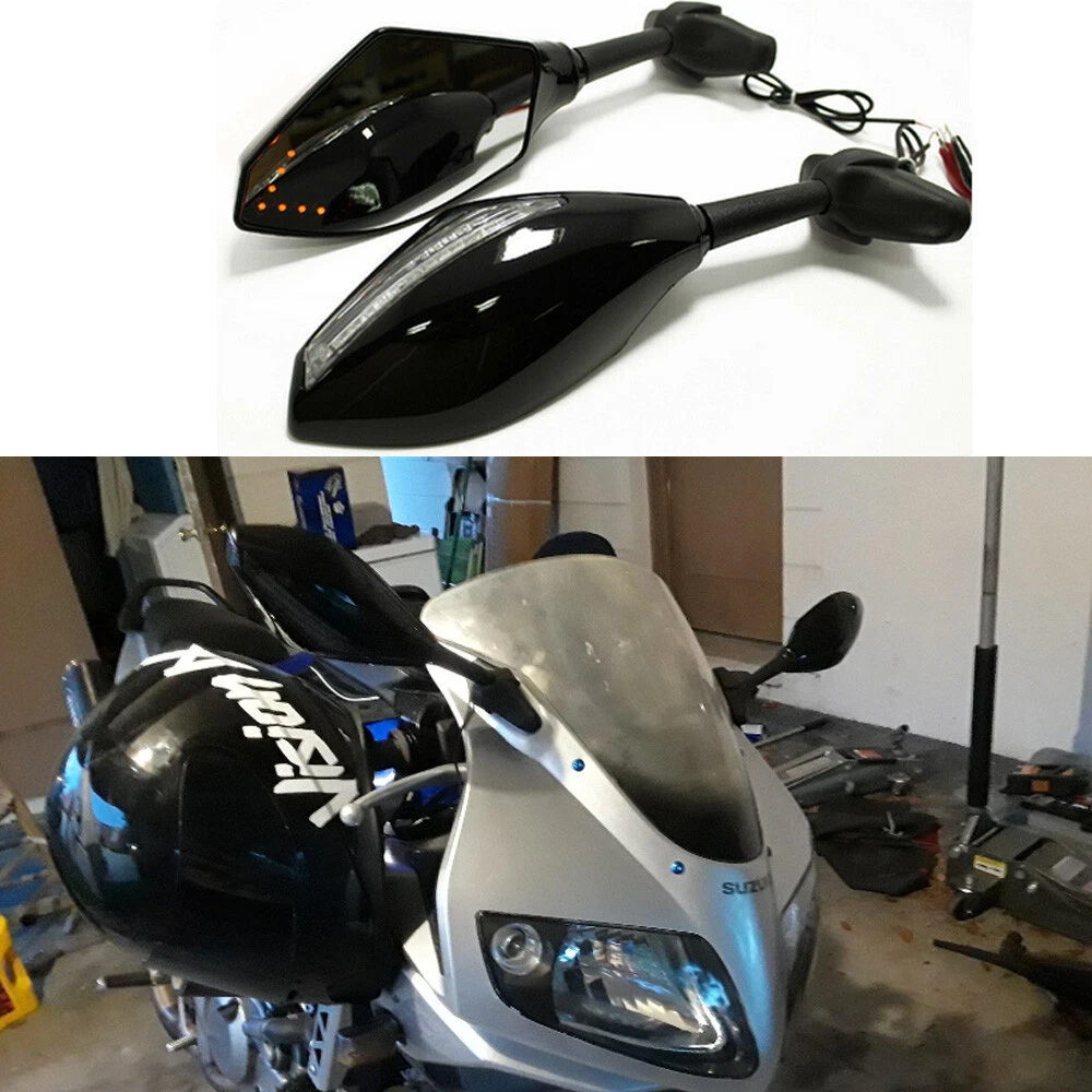 Motorcycle LED Turn Signal Side Mirrors For 2005 2007 2013 Suzuki SV650S SV1000S