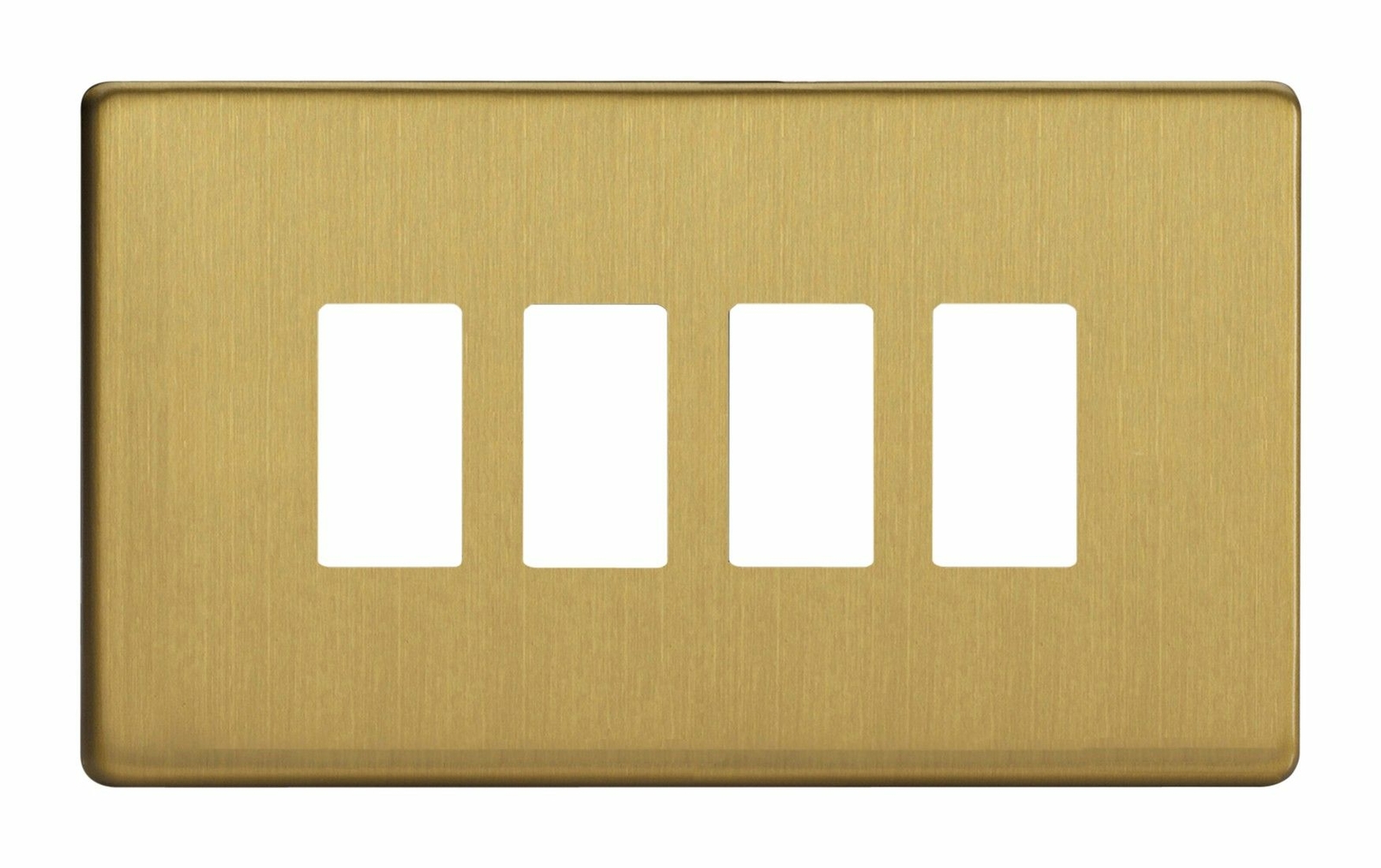 Varilight XDBPGY4S Screwless Brushed Brass 4 Gang PowerGrid Plate (Twin Plate)