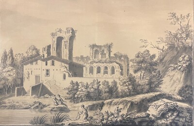 Ruine Einer Abtei Lavis Tinte Ende XVIII Und Anfang XIX Anonym