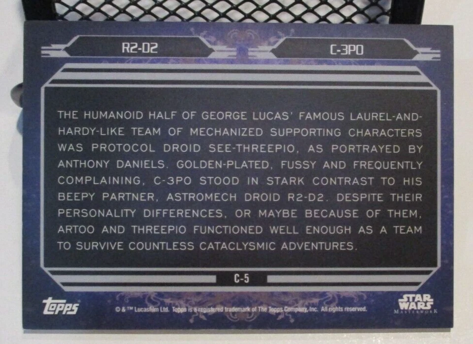 Star Wars Masterwork Companions R2-D2 C-3P0 Gold Canvas Parallel TOPPS 97/99 - Image 3 of 3