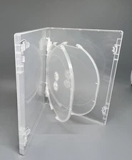 3 PCS TOP QUALITY 14MM SLIM QUAD (4) DISC DVD CASE, SUPER CLEAR, CLIP, DC1404CLR