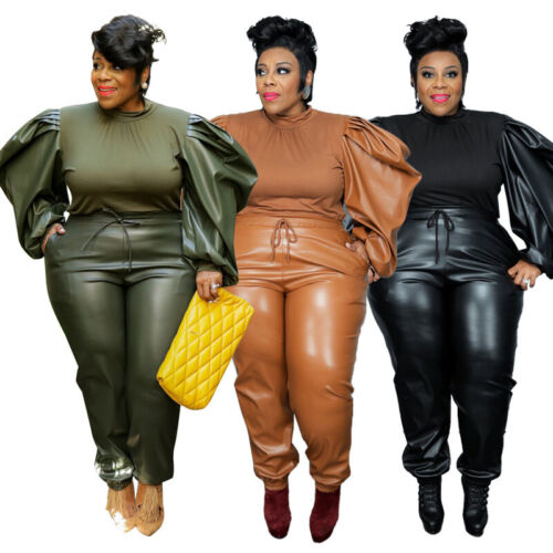 Plus Size Two Piece Set Women Tracksuit Long Sleeve Tops Pants Loose Outfits New - Picture 11 of 28