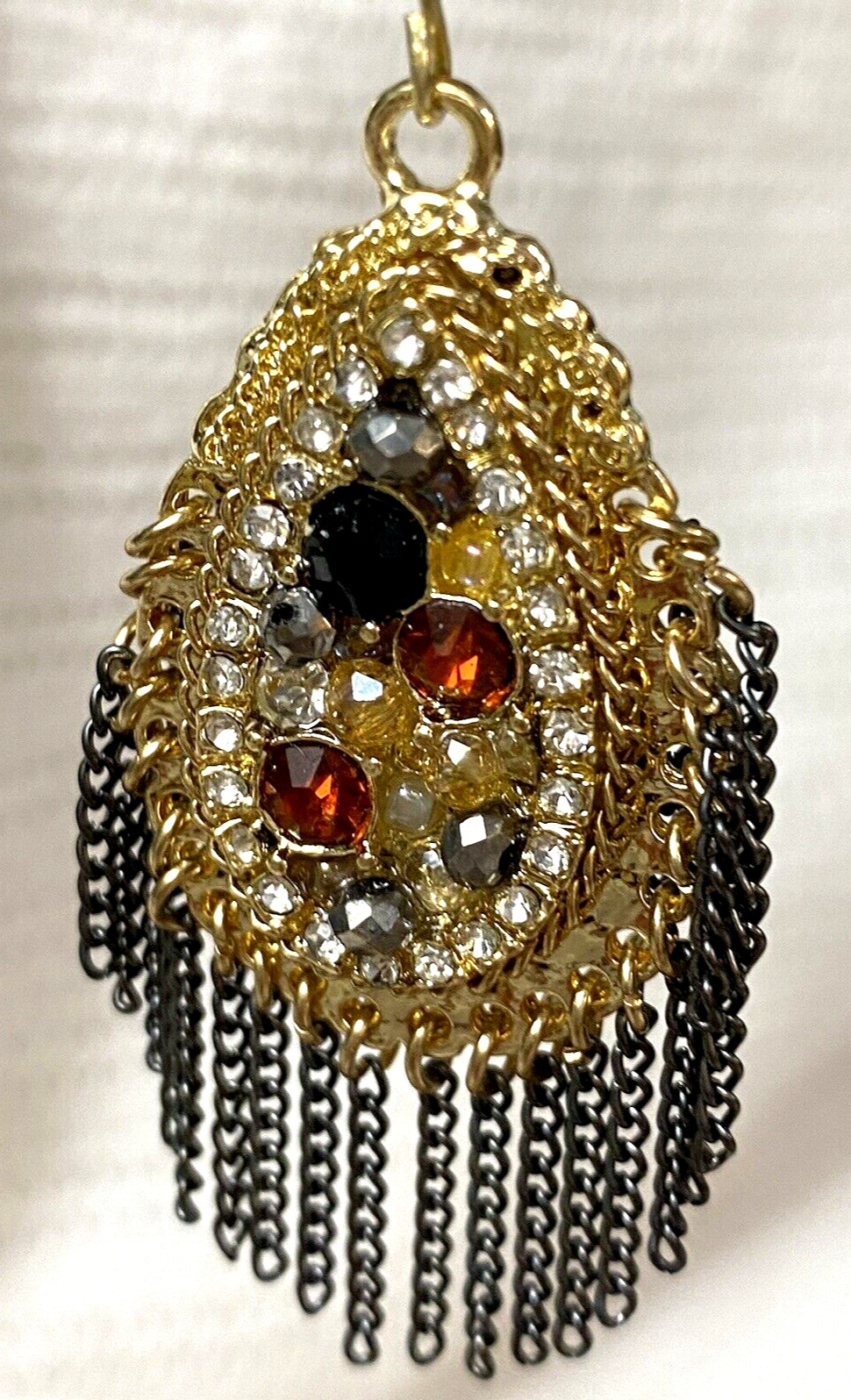 Multi Colored Stone Gold Tone Dangle/Drop Earrings - image 3