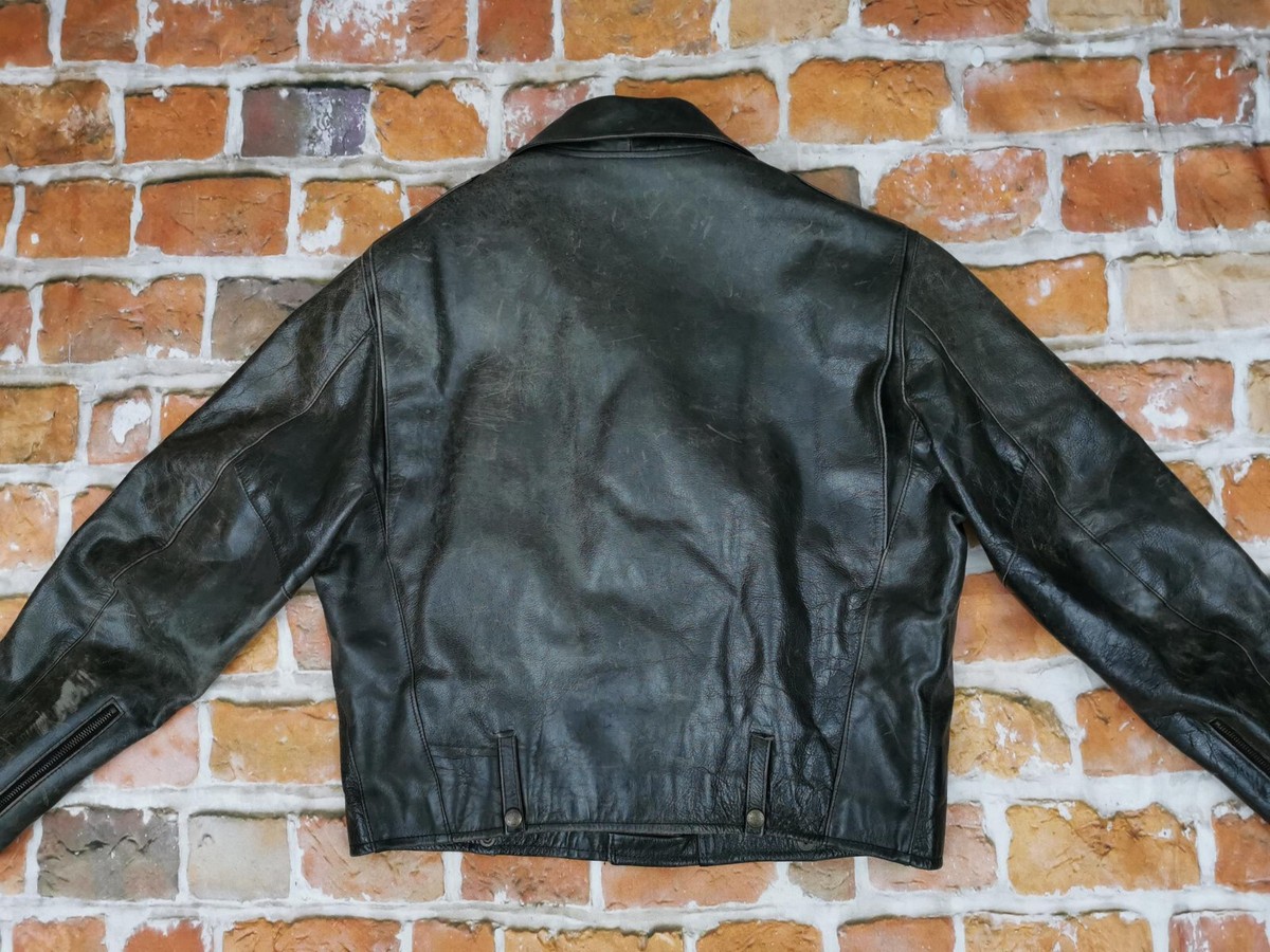 Veste En Cuir Motard Chevignon Vintage - Taille M - Noir Buffle - Style Aviateur - Très Bon état