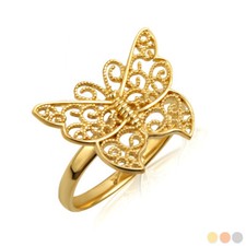 Gold Filigree Butterfly Ring