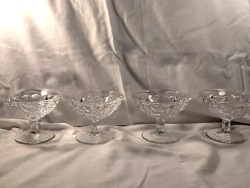 Fostoria American Footed Sherbet Ice Cream Clear Flared Dessert Dishes Set of 4