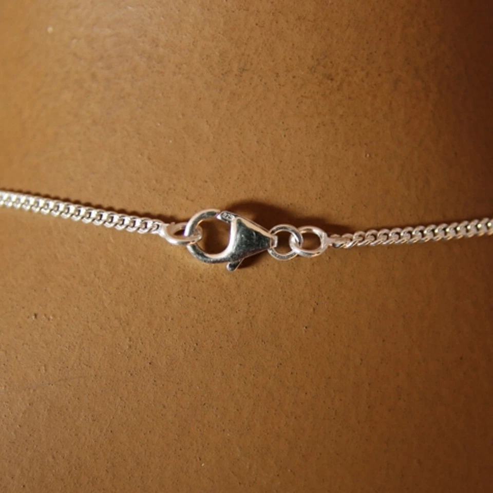 Lapislazzuli Argento Collana 925 Collier 40 CM Catena Cabochon Lapis Lazuli Blu - Immagine 4 di 4