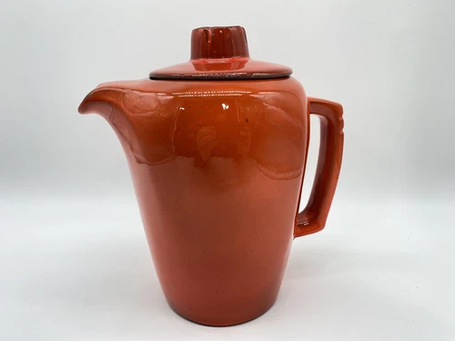 VTG Frankoma Pottery 5T Red Flame 6 cup 7" Teapot w/Lid