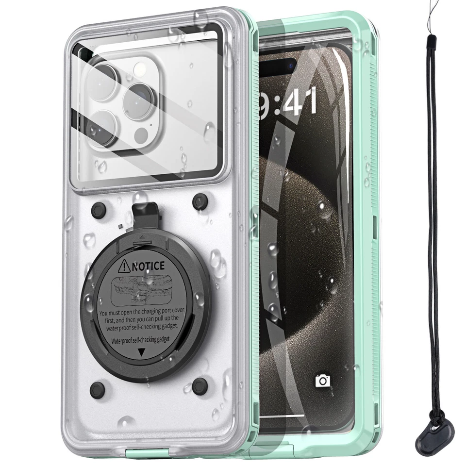 Funda impermeable de buceo para iPhone 15 14 13 12 11 Pro Max a prueba de golpes con soporte Foto 2 de 4