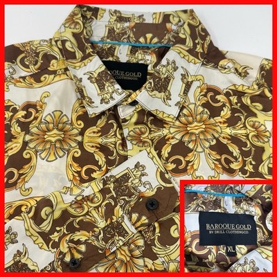 Baroque Gold Drill Clothing Co Mens XL Button Up Shirt Baroque Print Long Sleeve