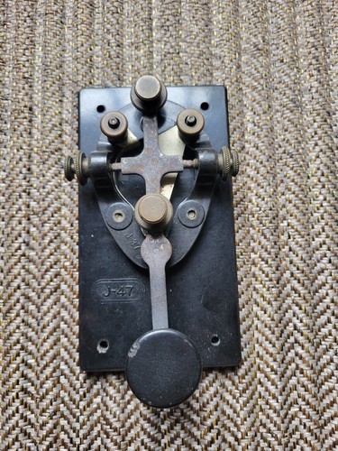 Vintage J-37 WW2 Military Signal Corp Army Telegraph Morse Code Key On J-47 Base