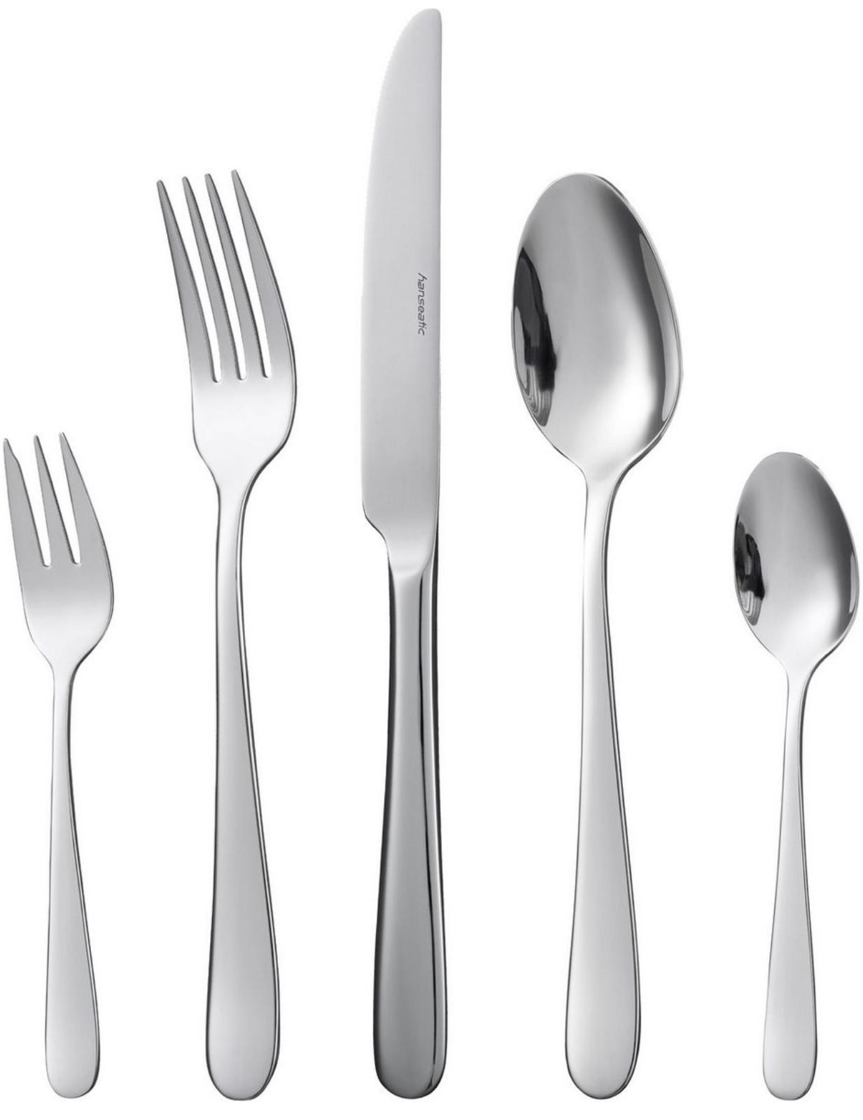 HANSEATIC Besteck-Set BASIC 30-tlg Edelstahl 18/10 6 Personen Klassisches Tafelb