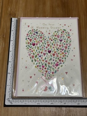 Papyrus Greeting Card New Wedding Shower Hearts Congratulations Couple Envelope