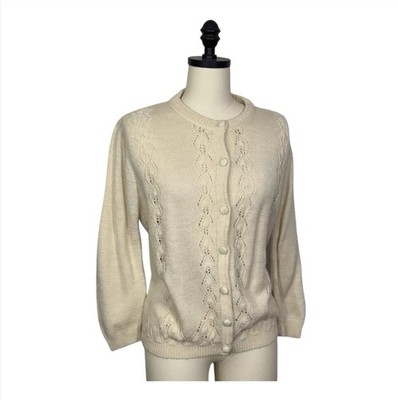 Vintage Cardigan Sweater 1950s Granny Knit Small