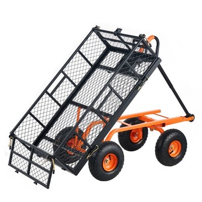 Metal 400lb Garden Dump Cart 10in Wheels