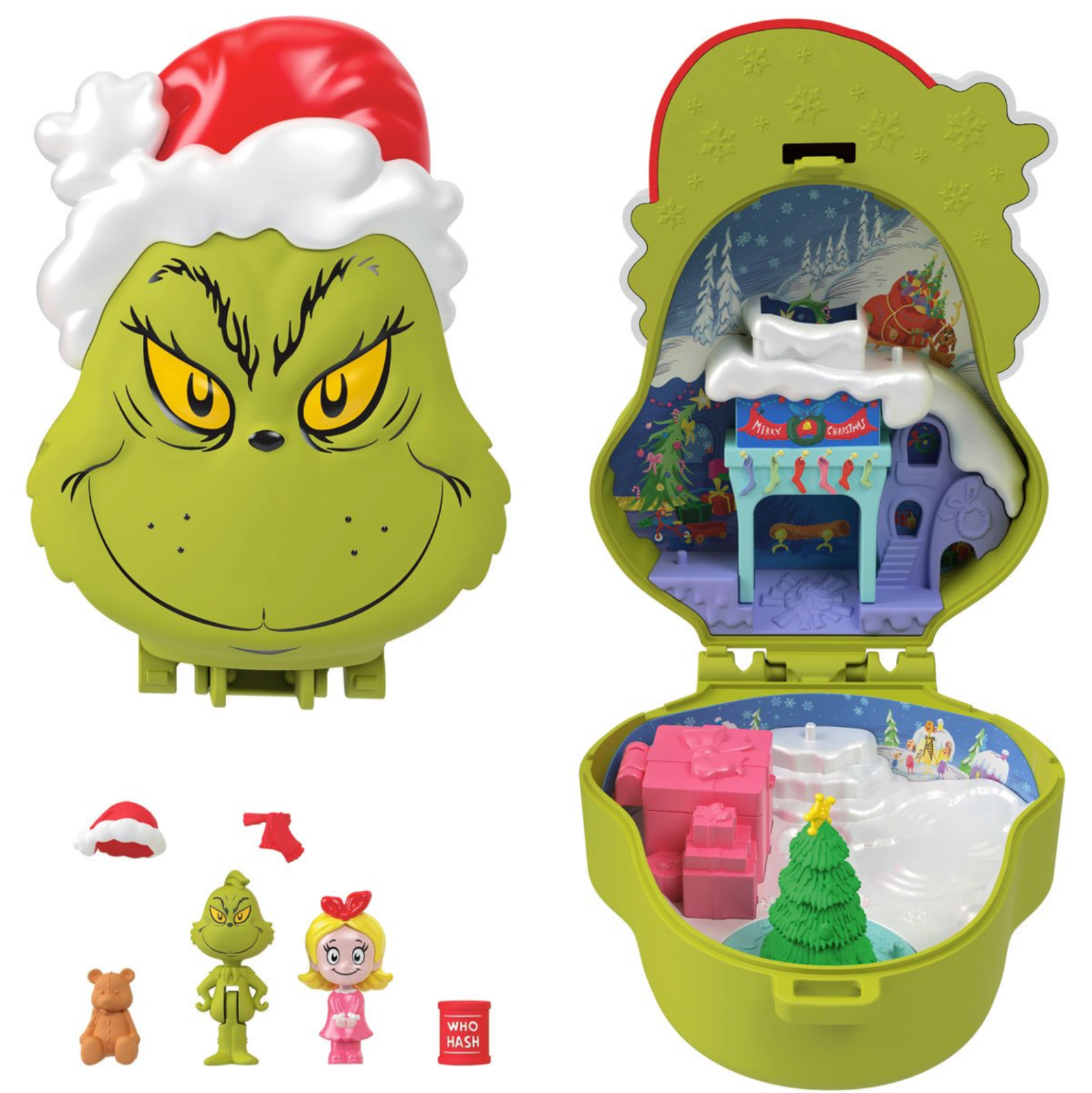 Dr. Seuss The Grinch Polly Pocket Compact Doll & Accessories Mattel ...