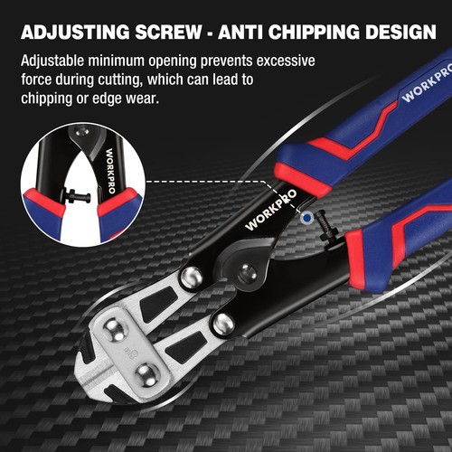 WORKPRO Mini Bolt Cutter 8-inch, Spring 8-inch/210mm, Blue, Silver, Black - Picture 3 of 7