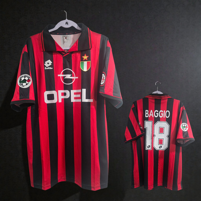ウェア AC MILAN #18 BAGGIO AC MILAN HOME 1996/1997 - RETRO JERSEY - SOCCER - BAGGIO # - 2XL