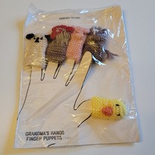 Grandma's Hands Knit Finger Puppets Animals New