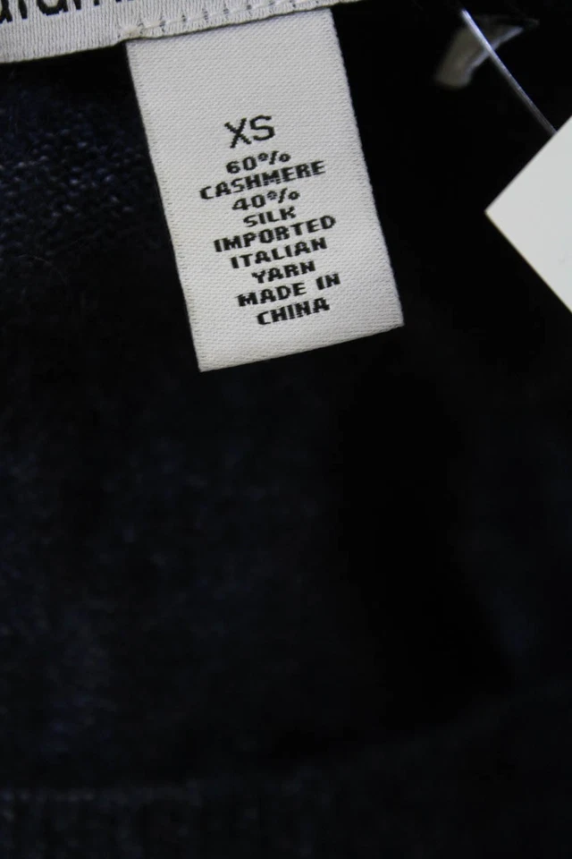 Suéter tejido otoño cachemir para mujer cachemir manga larga cuello redondo azul marino talla XS Foto 4 de 4