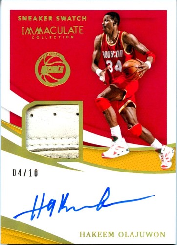 HAKEEM OLAJUWON 2020-21 IMMACULATE GOLD SNEAKER GAME USED PATCH AUTO SP 4/10
