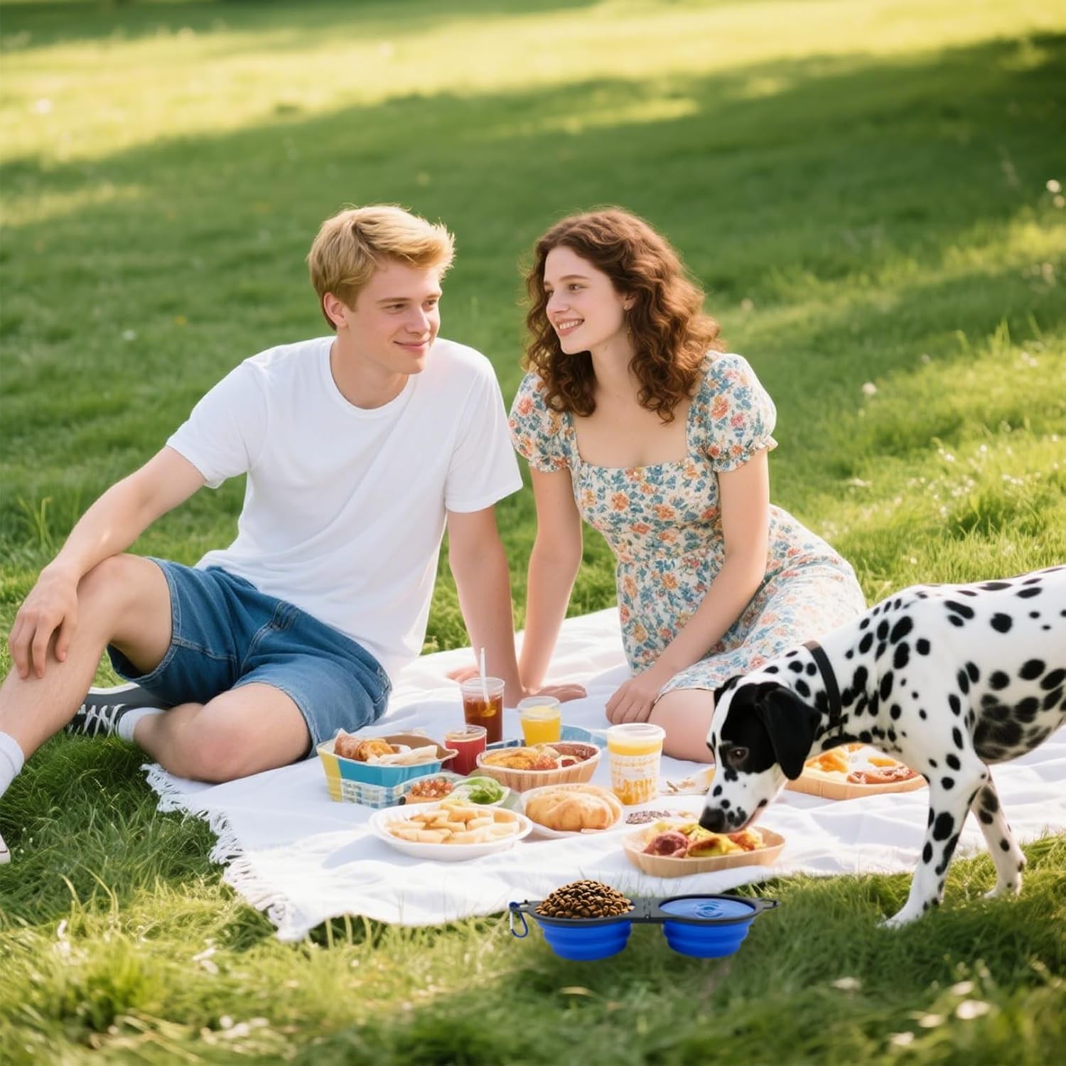 Collapsible Dog Water Bowl - Pet Portable Foldable 2 in 1 Food Bowls,Silicone