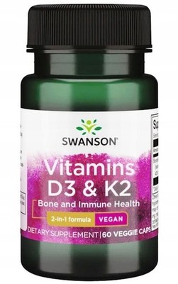 SWANSON, VITAMINS D3 & K2 50mcg/75mcg Immunsystem 60 Veg. Kapseln SUPER PREIS