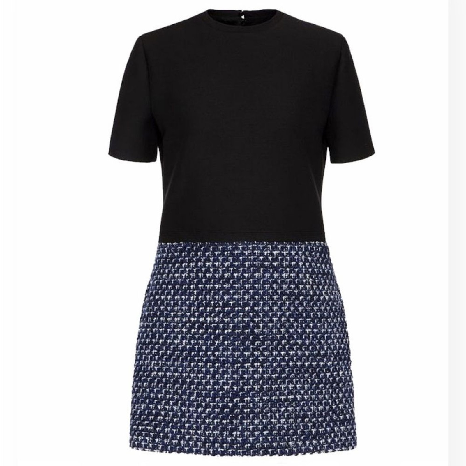 Valentino Women’s Blue Multi Wool & Silk Blend Crepe Tweed Mini Dress IT-44 thumbnail 2