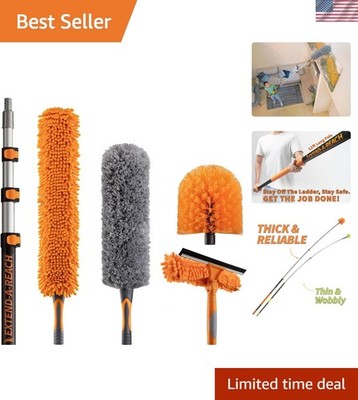 High  5-Piece Duster Set: 20 Ft Pole & Multi-Angle Cleaning Attachments